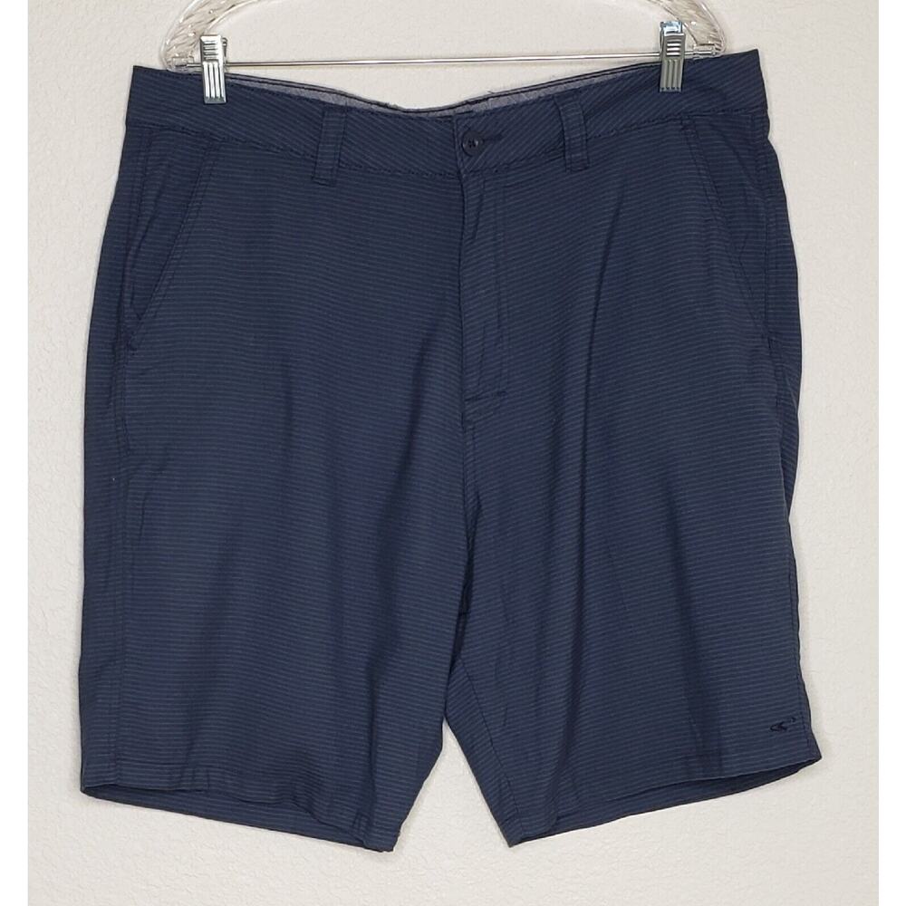 O’Neill Mens Shorts Size 38 Blue Pin Stripe Flat Front 9.5” Inseam Chinos